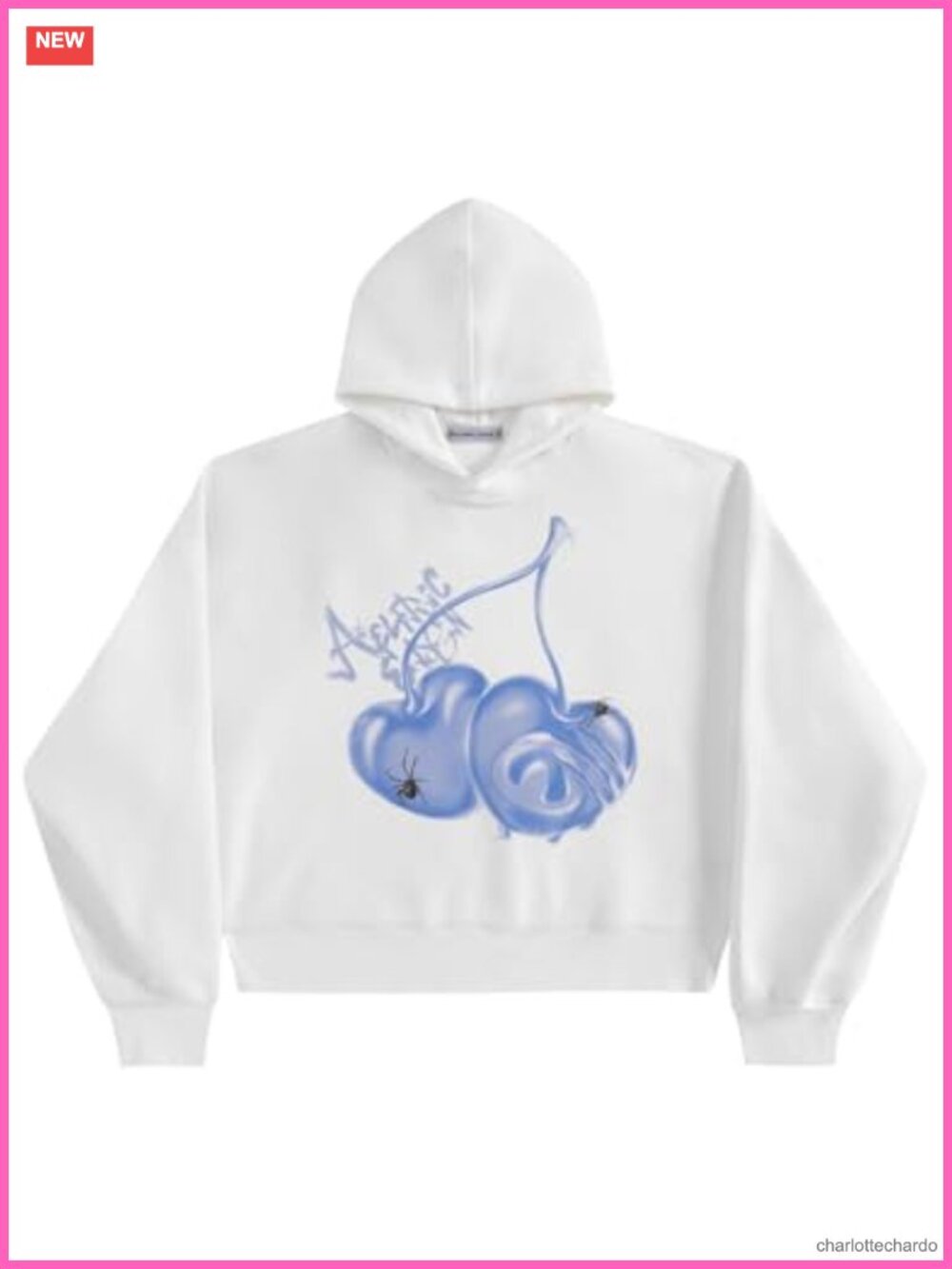Cropped Hooded Sweatshirt Cherry Graphic 60% Cotton 40% Polyester Y2K Streetwear